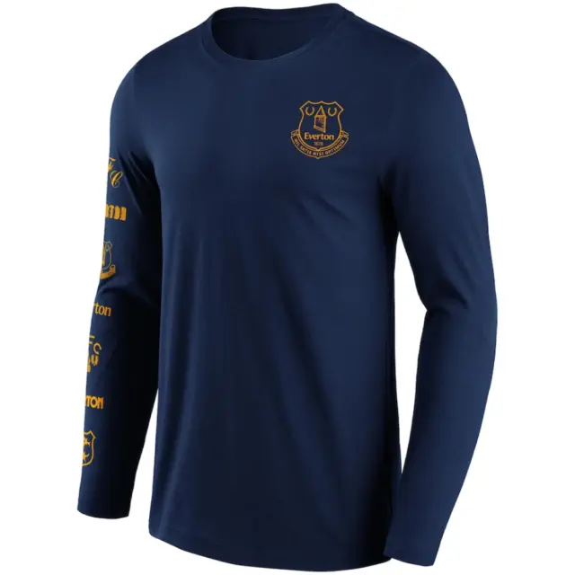 Everton Football Herren T-Shirt (Größe XL) Logo Kollektion Langarm Top - Neu