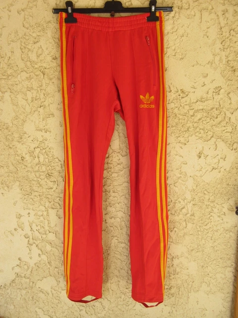 PANTALON ADIDAS FUSEAU rouge jaune retro vintage pant sport TREFOIL XS EUR 19 90 PicClick FR