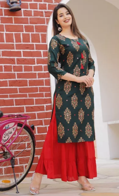 Indian Kurta Women Kurti Tunic Top Pakistani Ethnic Kameez Dress Salwar kameez