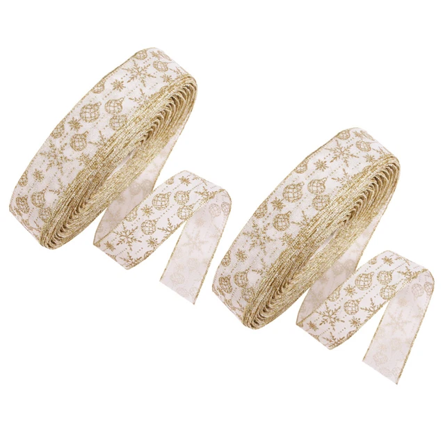 2 Pcs Christmas tree decoration Ribbon Weihnachts-Ripsband Metallbänder Für Bast