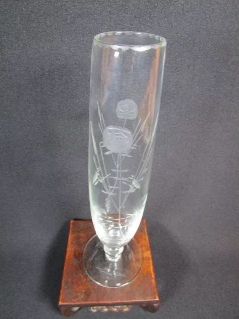 Beautiful Handmade Crystal Cut Glass Etched Flowers  Vase