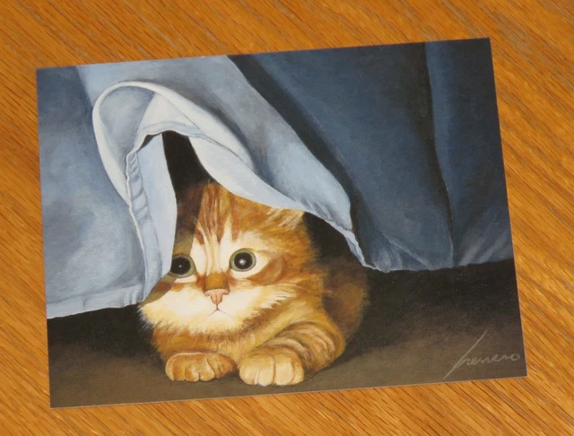 Lowell Herrero Art - Clara - Cat Kitten - Vintage Lang 5 x 6 Cat Note Card 3ct