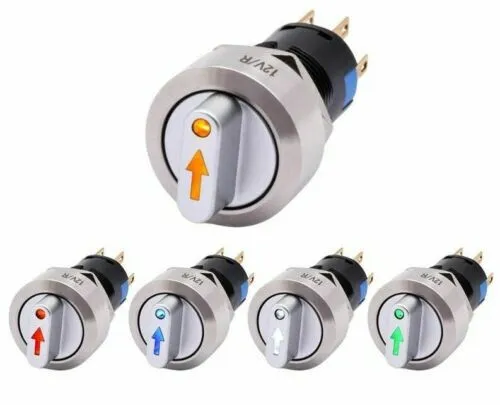 Stainless Steel Sturdy Rotary Selector Switch Button Metal LED Illuminated Latch