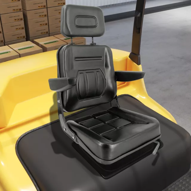 Forklift Seat Universal Waterproof Excavator/Tractor/Lawn Mower Seat W/ Armrest
