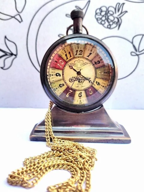 Table top Vintage Brass Clock desk top antique collectible watch decorative