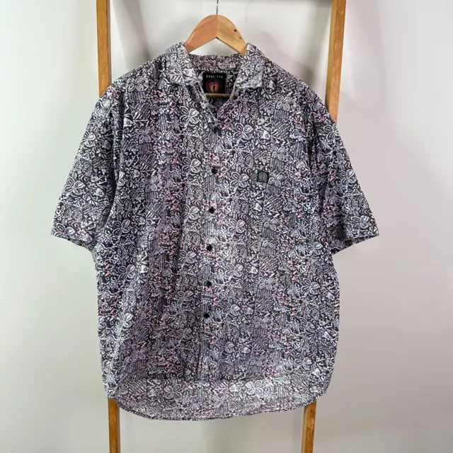 Vintage Hang Ten Button Up Shirt Mens Large Geometric Multicoloured Short Sleeve
