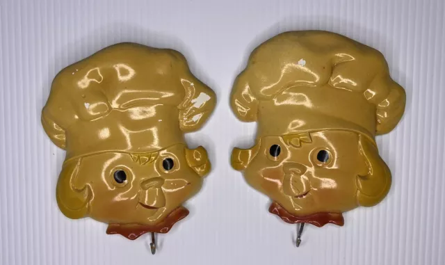 Pair Of Vintage 1964 Kitschy Campbell Soup Chalkware Pot Holders Miller Studio,