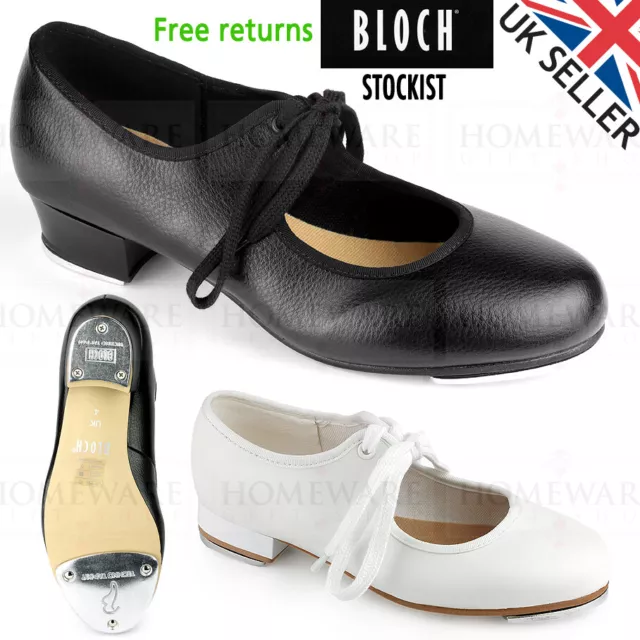Bloch Timestep Girls Tap Dancing Shoes Ladies Kids Dance Low 1" Heel Black White