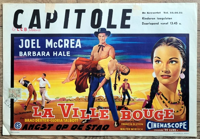 belgian poster western THE OKLAHOMAN, JOEL McCREA, BARBARA HALE, INDIEN