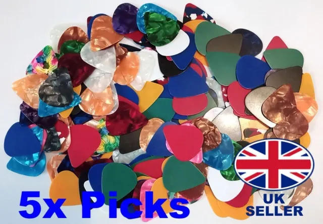 5x Mixed Guitar Picks Assorted Guitar Bass Acoustic plectrum picks. UK Supplier