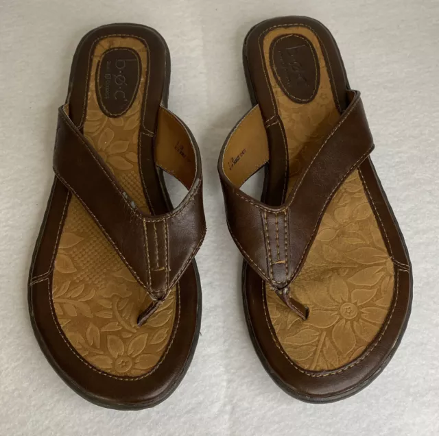 B.O.C. By Born Brown Leather Zita Flip Flop Sandals Womens Size 7