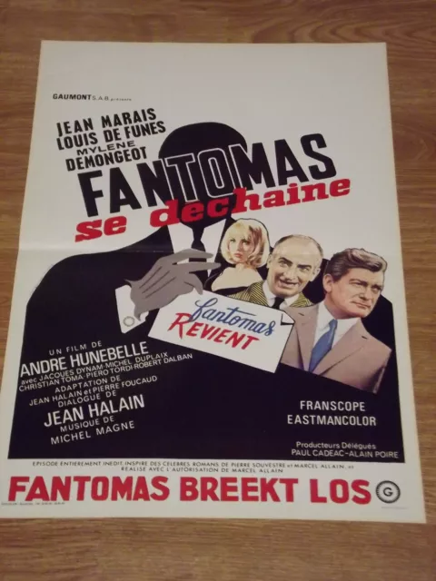 affiche Louis de Funès FANTOMAS SE DECHAINE Jean marais affichette belge