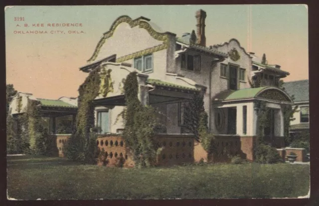 Postcard OKLAHOMA CITY OK  A.B. Kee Family Mansion House/Home view 1907?