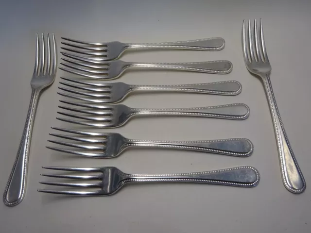 8 Vintage Silver Plate, EPNS A1 ELKINGTON Bead Pattern  Dessert Forks - GC