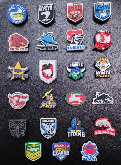 1 x RUGBY LEAGUE FOOTBALL LOGO CROC JIBBITZ SHOE CHARMS CAKE DECORATION