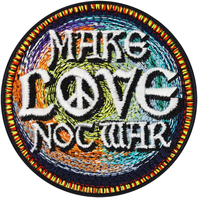 Lustiger Aufnäher Aufbügler "Make love not war" Peace Patch mit Motiv 70x70mm