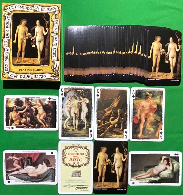 Old 1960 Vintage FOURNIER Non Standard * ADAM + EVE Wide Playing Cards DURER Art
