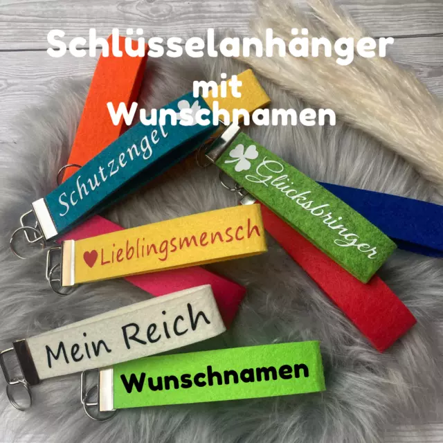 Schlüsselanhänger aus Filz mit Wunschamen und Wunschspruch als Geschenk  Werbung