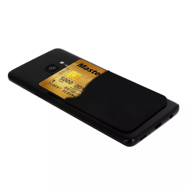 Porte-carte Smartphone et tablette Rangement pour carte Silicone adhésif - Noir