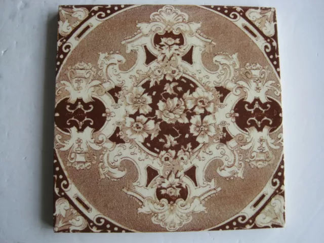 Antique Victorian Sherwin & Cotton Aesthetic Floral Transfer Print Tile C1890