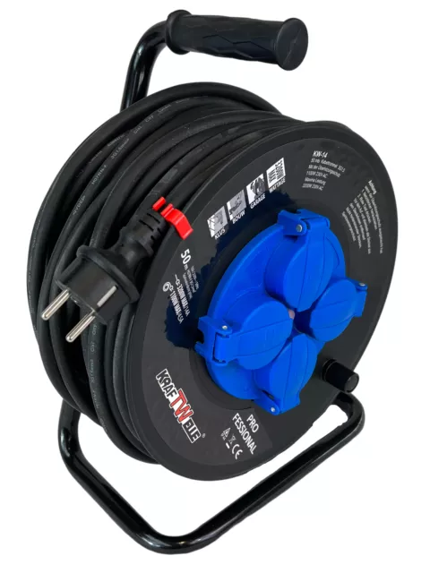 Eje de fuerza 50 metros tambor de cable IP44 protegido contra salpicaduras para actividad al aire libre