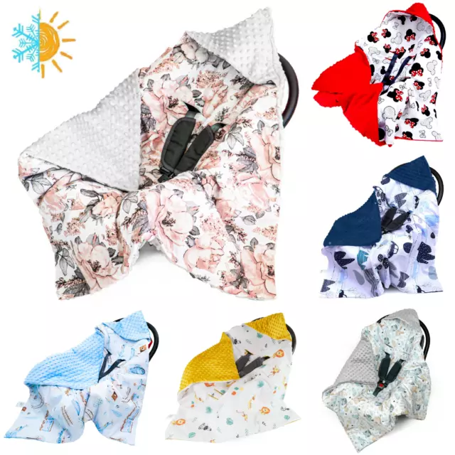 Babydecke mit Kapuze Einschlagdecke für Babyschale Kinderwagen Decke Minky
