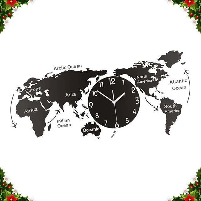 WORLD MAP WALL Clock World Clock Map Large Mute Wall Clock Nordic Wall