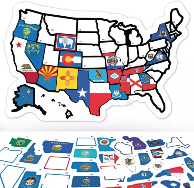 RV State Sticker Travel Map - 11" X 17" - USA States Visited Decal United States