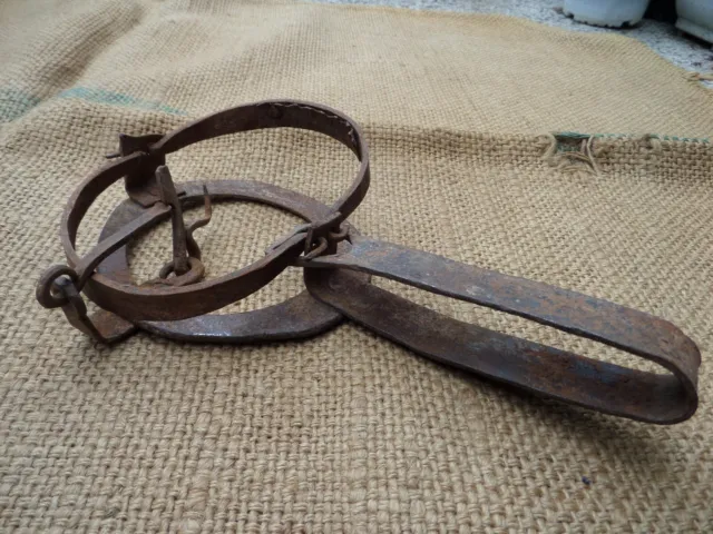 Antique 19Th Century Wrought Iron Animal Trap Blacksmith Hand Forged