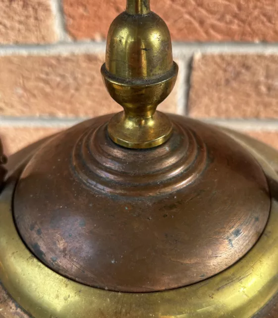 ANTIQUE VICTORIAN LARGE COPPER & BRASS KETTLE 37cm TALL ACORN FINIAL SWAN NECK 2