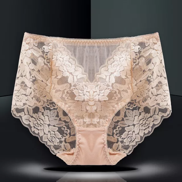 Women High Waist Briefs Knicker Tummy Control Underwear Lace Sexy French Panties