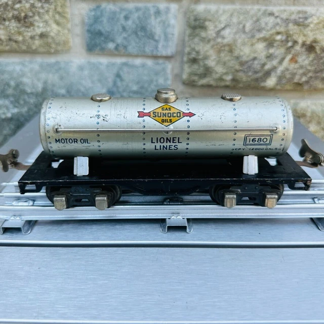 Lionel #1680 Sunoco Oil Tanker 9" 1935-38 Vintage Toy Train As-Is Lionel #1680 Sunoco Oil Tanker 9" 1935-38 Vintage Toy Train As-Is