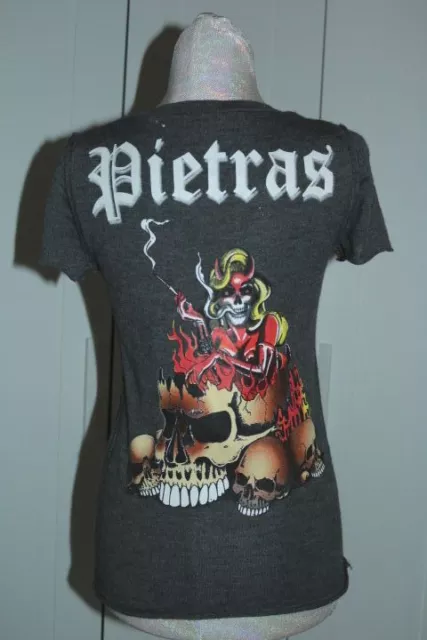 ROCK N LUCK Pietras Smoking Skull Graphic Rocker Tee