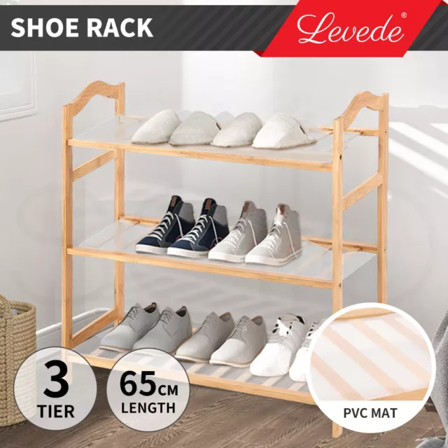 Levede 3 Tiers Bamboo Shoe Racks Storage Organizer Wooden Shelf Stand Shelves