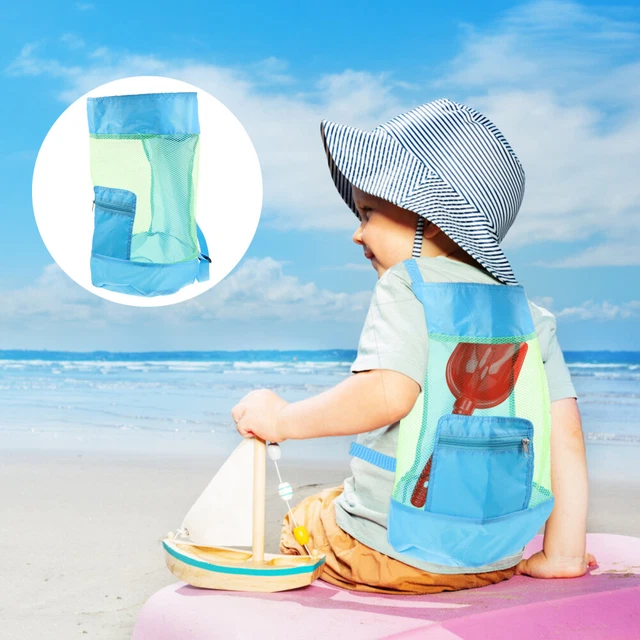 Bolso de playa para niños malla playa mochila playa juguetes mejillón tarjetas de sol Au