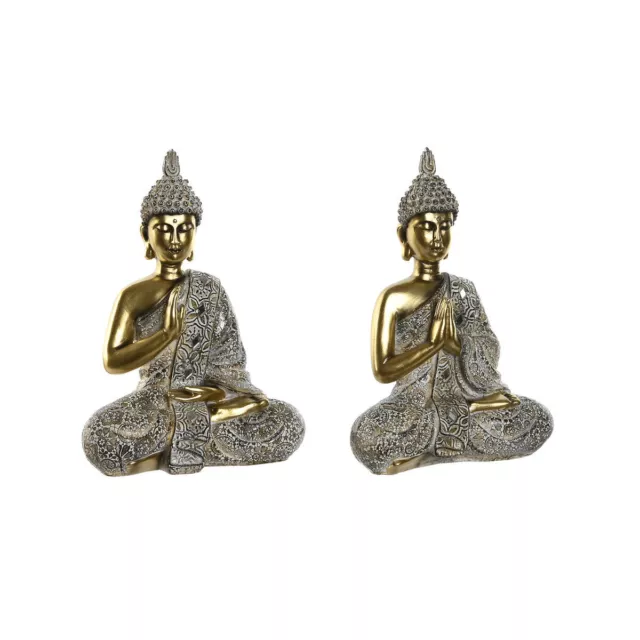 Figura Decorativa Home ESPRIT Beige Dorado Buda Oriental 21 x 11,5 x 28 cm [2