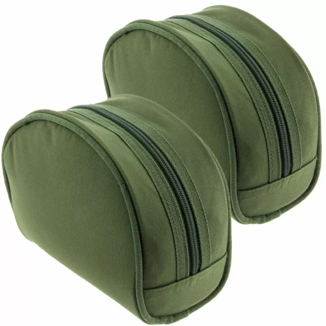 Fishing Reel Case Padded X2 Medium Green Deluxe Coarse Carp Pike Sea Fishing