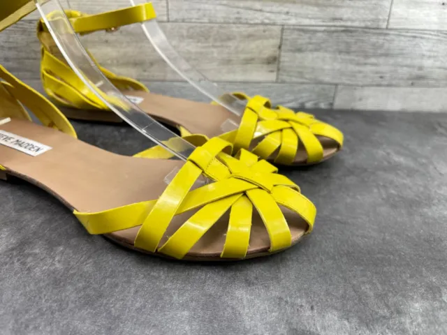 Steve Madden Trivol Women Shoes Yellow 8.5M Patent Fisherman Ankle Strap Sandals 2