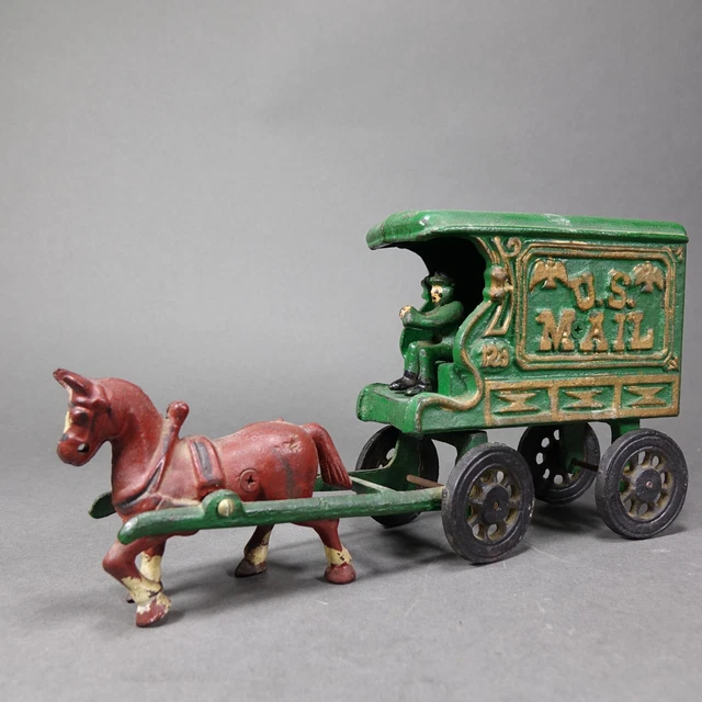 VINTAGE CAST IRON HorseDrawn U.S. Mail Wagon w/ Driver 29.99 PicClick