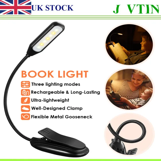 Clip On LED Book Light Reading Book Clip Light 7 LED Clip Night Reading Light UK