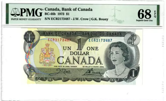 Canada $1 Dollar Banknote 1973 BC-46b PMG Superb GEM UNC 68 EPQ