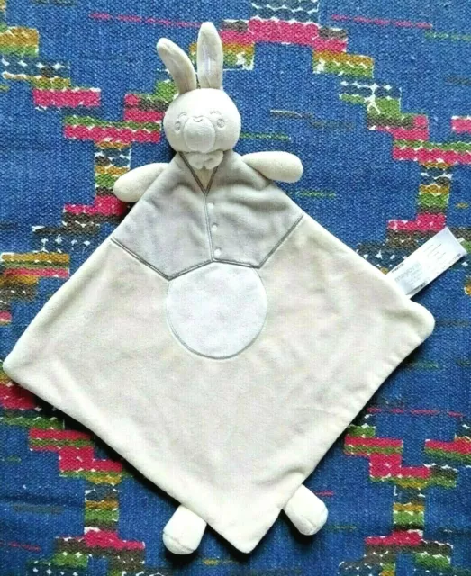 4Pa/ Doudou Plat Lapin Blanc Gris Creme Ecru Beige Mayoral Etat Neuf