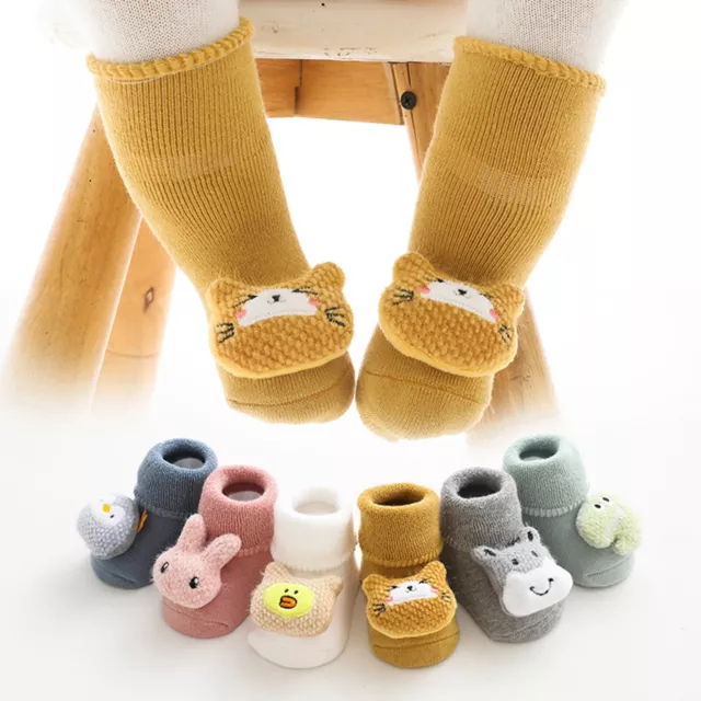 Toddler Baby Boy Girls Anti-Slip Boot Socks Cotton Warm Socks Shoes Winter Soft