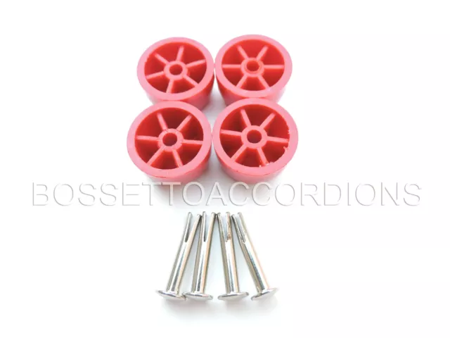 SET OF 4 Red Plastic Accordion Feet Akkordeon Füße 22 x 13mm NEW Imported Italy 3