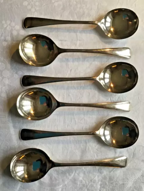 Antique Set Of 6 A1 Silver Plate  Soup Spoons.