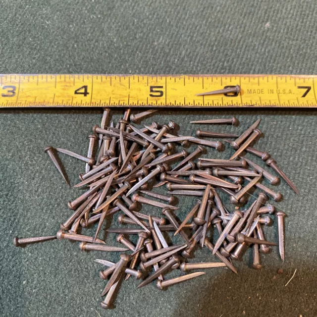 Old Vintage Square Cut Nails Over 100 5/8” Round Head Furniture Tacks