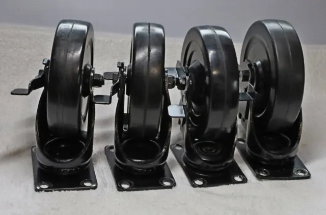 Caster Wheels Locking  Set Of 4 - 5 Inch Swivel and Brake