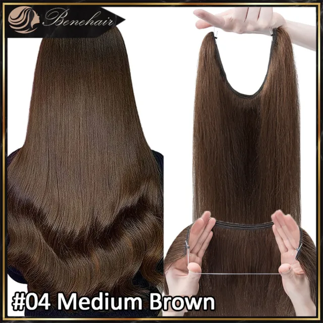 Clip in Hidden Line Wire Remy Human Hair Extensions One Piece Invisible Balayage