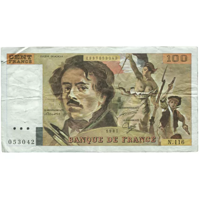 [#148671] France, 100 Francs, Delacroix, 1987, N.116, EF, Fayette:69.12