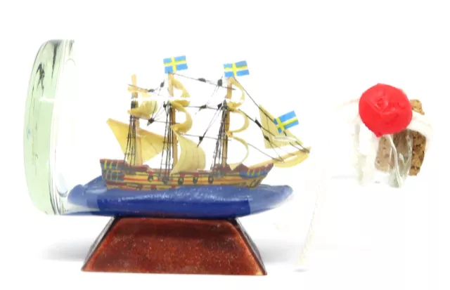 Ship in Bottle with Swedish Flag 6.5 CM